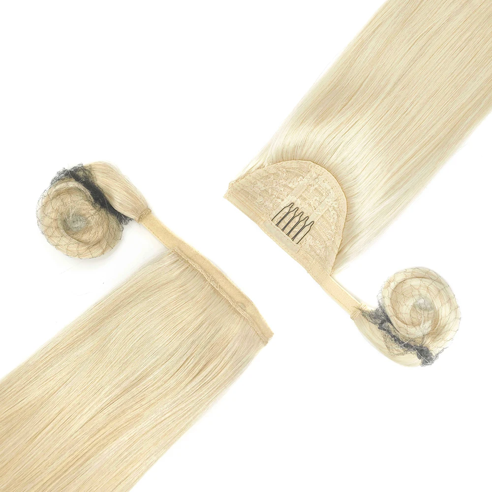 Remy Human Hair Extension Natural Human Hair Straight Blonde Ponytail Long Clip Ponytail