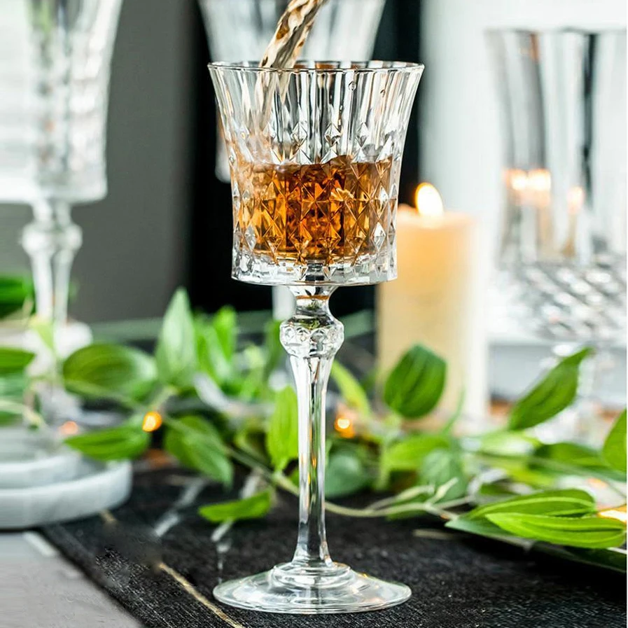 Wholesale Customer Special Design Vertical Grain Glass Water Crystal Vintage Goblet Cups Red Wine Champagne Wine Glass Goblets