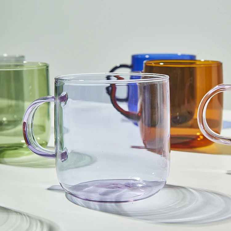 25 Years Factory Custom High Borosilicate Glass Coffee Cup Minimalist Design Tea water Cups Transparent Glass Mug with Handle