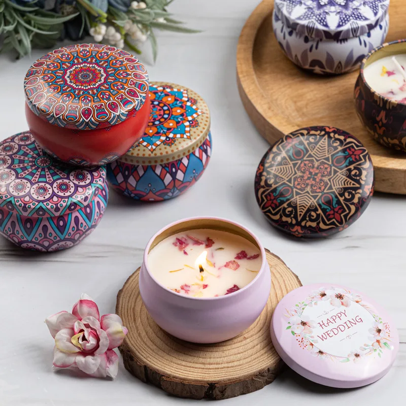 Scented Soy Candles Wax Candle Tinplate Fragrance Candle Travel Soy Vegetable Blend Wax Set