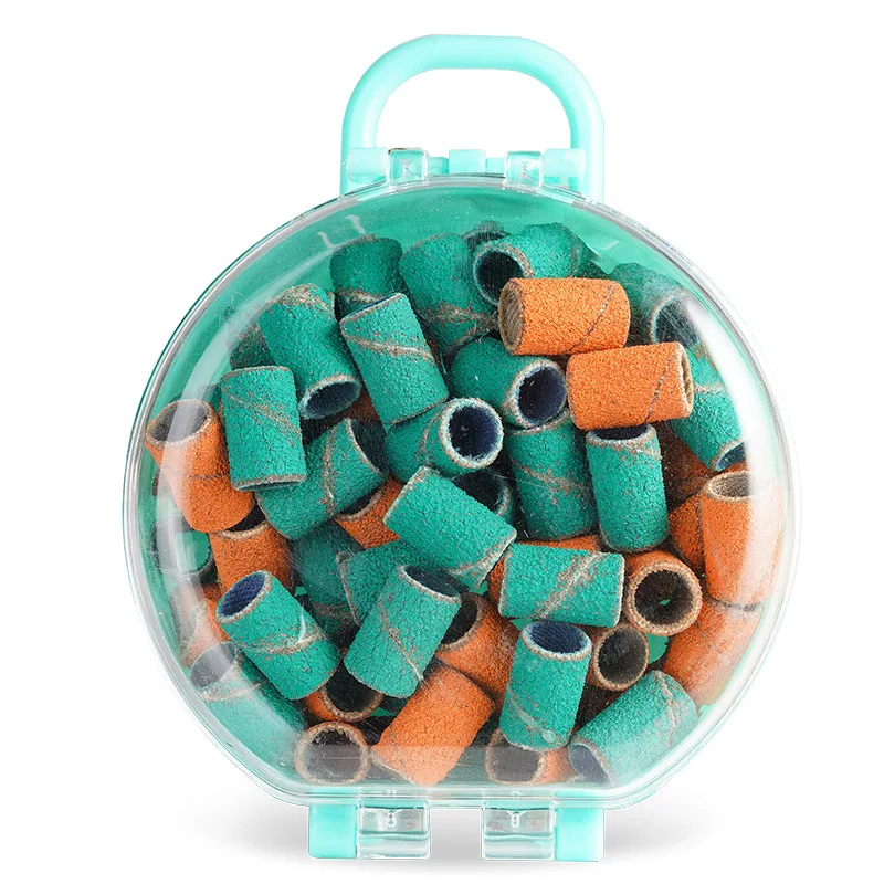 Customized Private Label Colorful Nail Drill Sanding Bands 80Pcs 180 240 Grit Small Barrel Nail Drill Bit Sanding Band Nail Tool