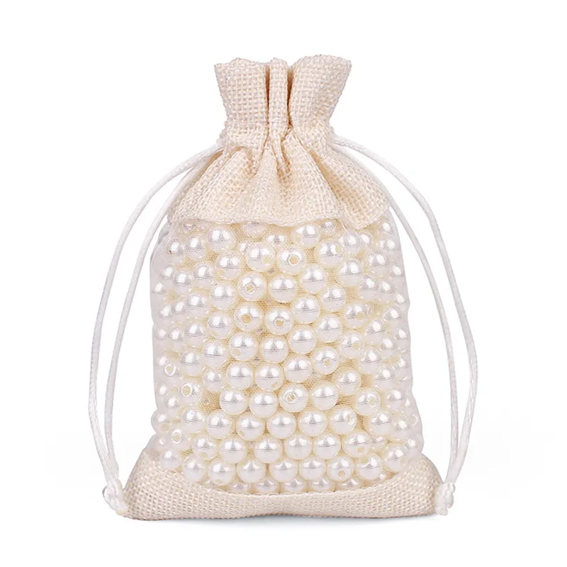 17*23cm Jute Party Candy Favor Sack Linen Jute Drawstring Pouch Jewelry Gift Candy Bag