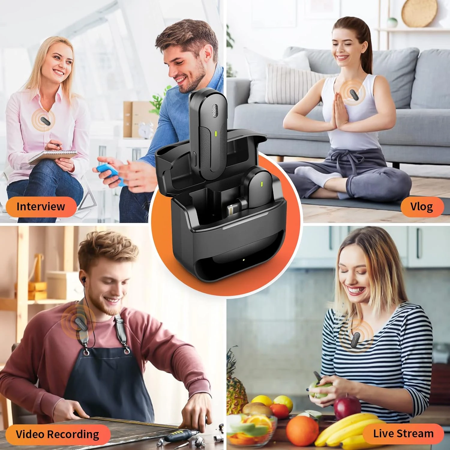 Wireless Lavalier Microphone Portable Audio Recording Mini Microphones For  Android Live Broadcast Game Phone Mic