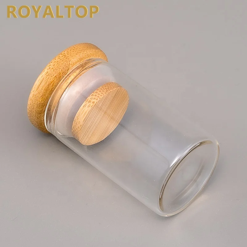Wholesale Customized 1 oz 2 oz 3 oz Flat Bottom Glass Test Tubes Mini Glass Storage Bottles Jars with Cork or Bamboo Lids