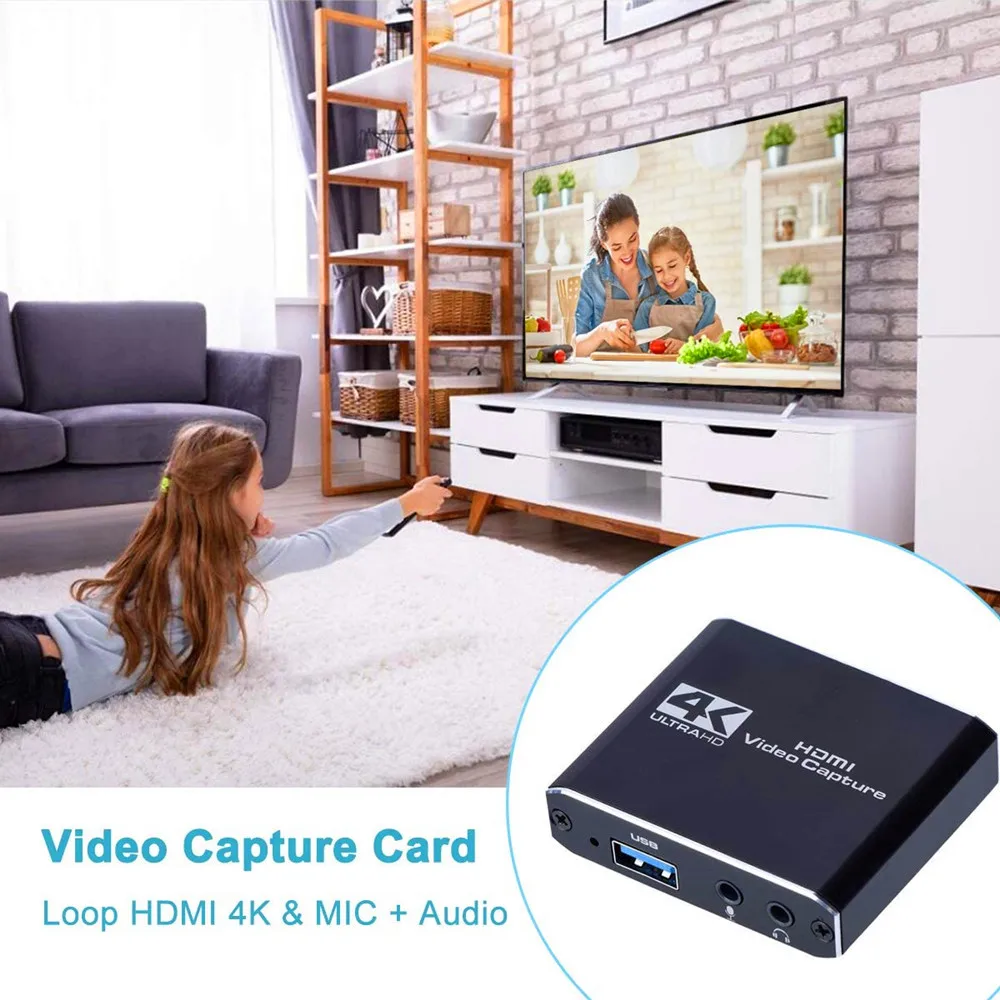 4K Крепление объектива к USB3.0 Карта видеозахвата ключ 1080P Loopout видеозаписывающее устройство захвата для OBS захвата игра в прямом эфире