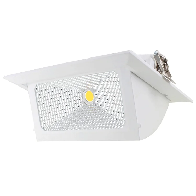 Aluminum Rectangular Trimless Recessed LED Downlight 30W 40W 50W Adjustable Dimmable Shop Downlight