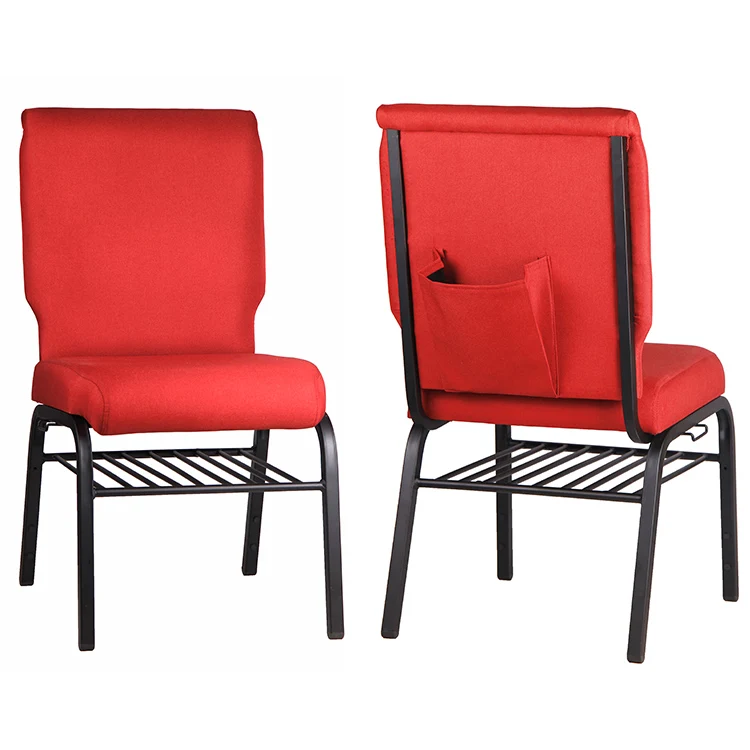 Cheap Price Church Chairs Stackable Banqueting Chairs Red Fabric Furniture Waiting Chairs For Conference Church Restaurant