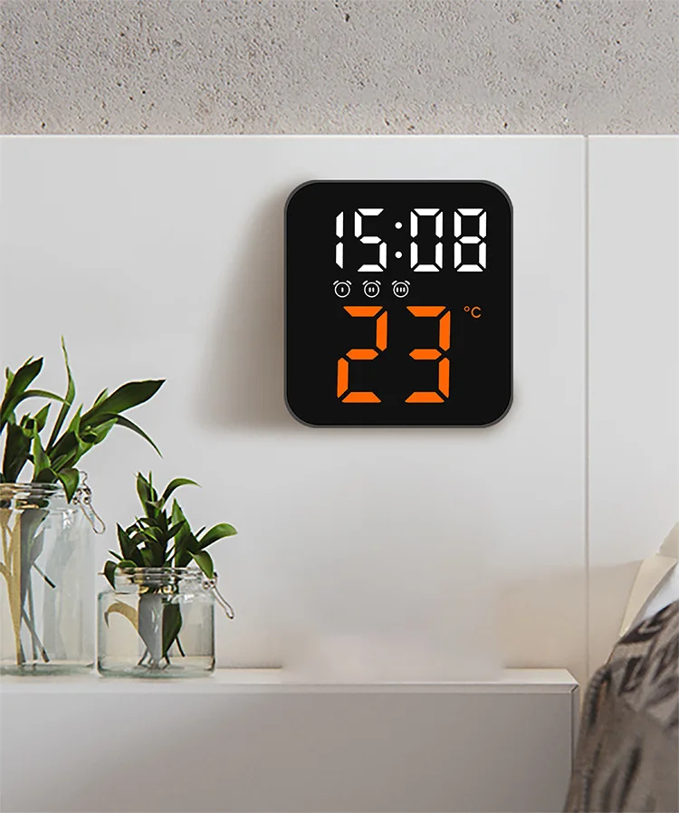 New Multifunctional Creative Colorful Display Temperature Calendar Simple LED Digital alarm  wall clock Home Decor