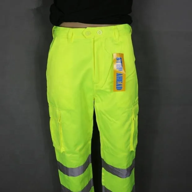 Work Wear High Quality Reflective Safety Pants Outdoor Reflective Security Hi Vis Material Safety Cargo Pants