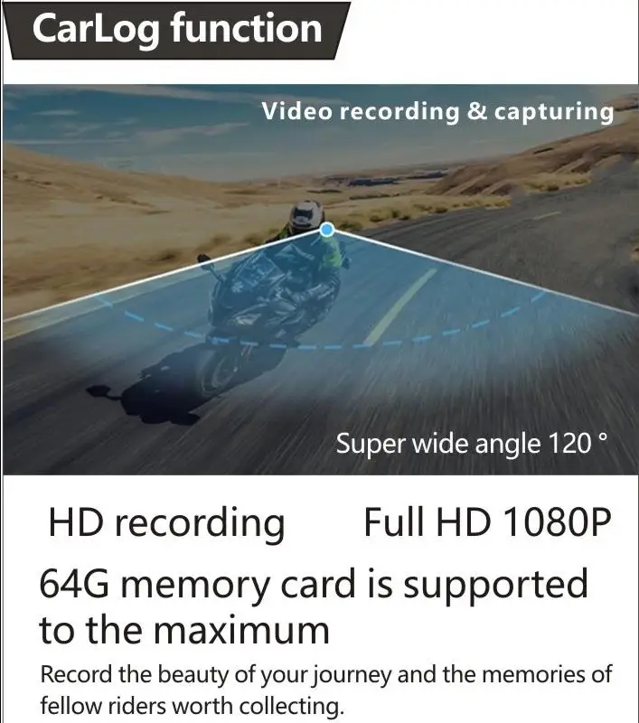 R1 Waterproof Helmet Intercom with Video Recorder Motorcycle Helmet BT Headset Intercom