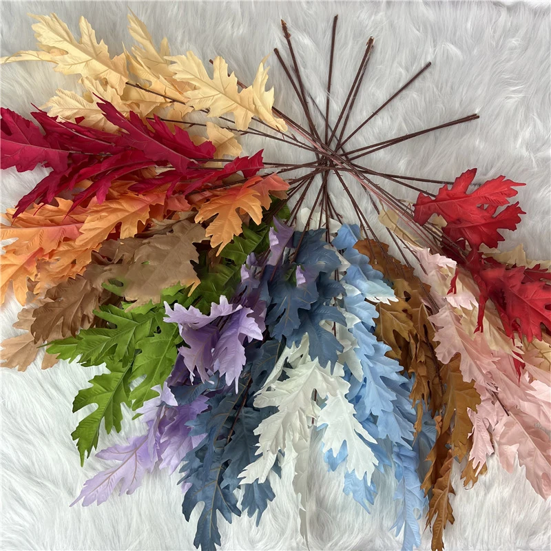 Artificial Decorative Flowers & Plants in Wedding Home Art Featuring Oak Tree Branches Wholesale Cheap 3 Forks Large Oak Leaves
