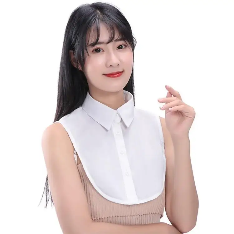 Detachable Collars Women Bow Tie Shirt  With Sequin Motifs At Collar Corners Shirt
