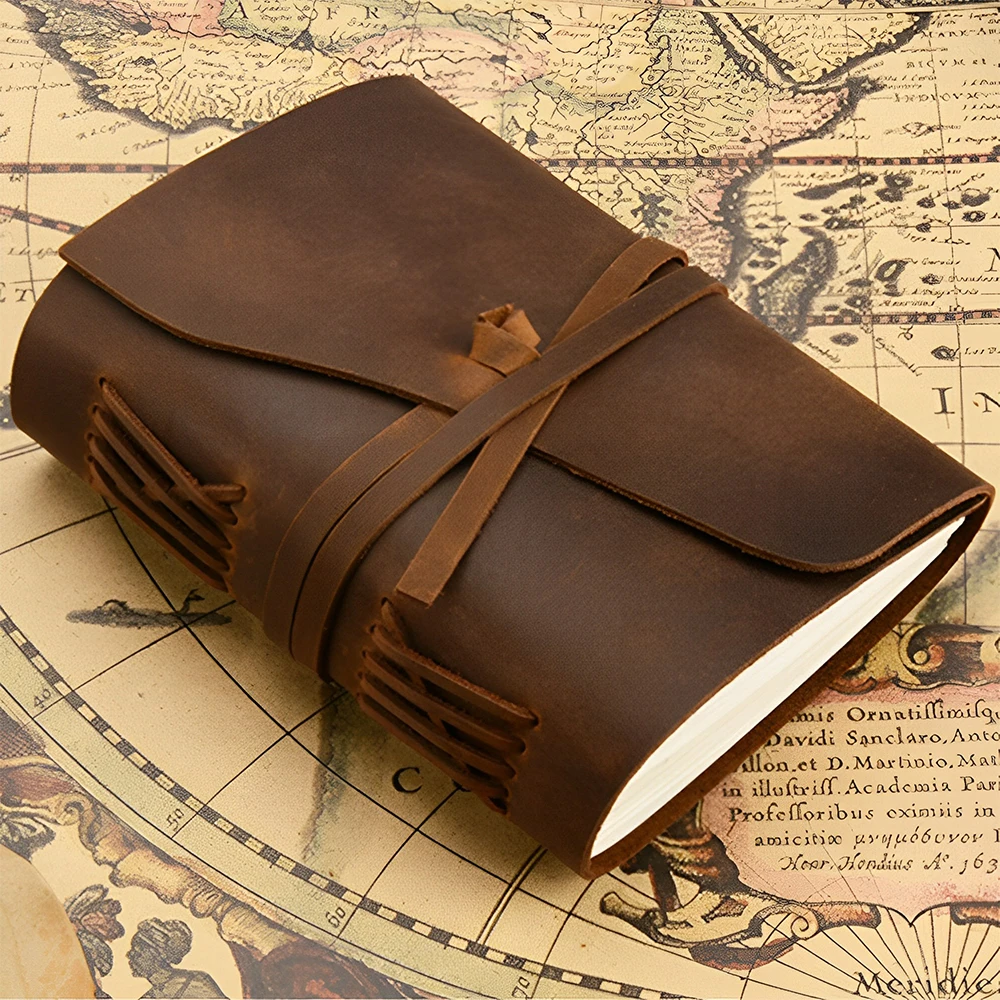 Hardcover High Quality Handcraft Vintage Large Journal Soft Cover Genuine Leather Notebook Gift Journal Pure Leather Diary