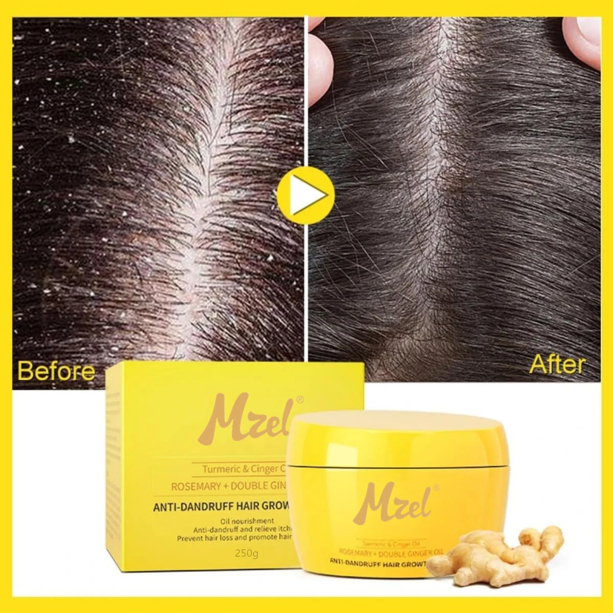 Private Label Natural Herbal Ginger Oil Hair Repair Mask Refreshing Hair-Loss Prevention Hair Treatment Mask Cream