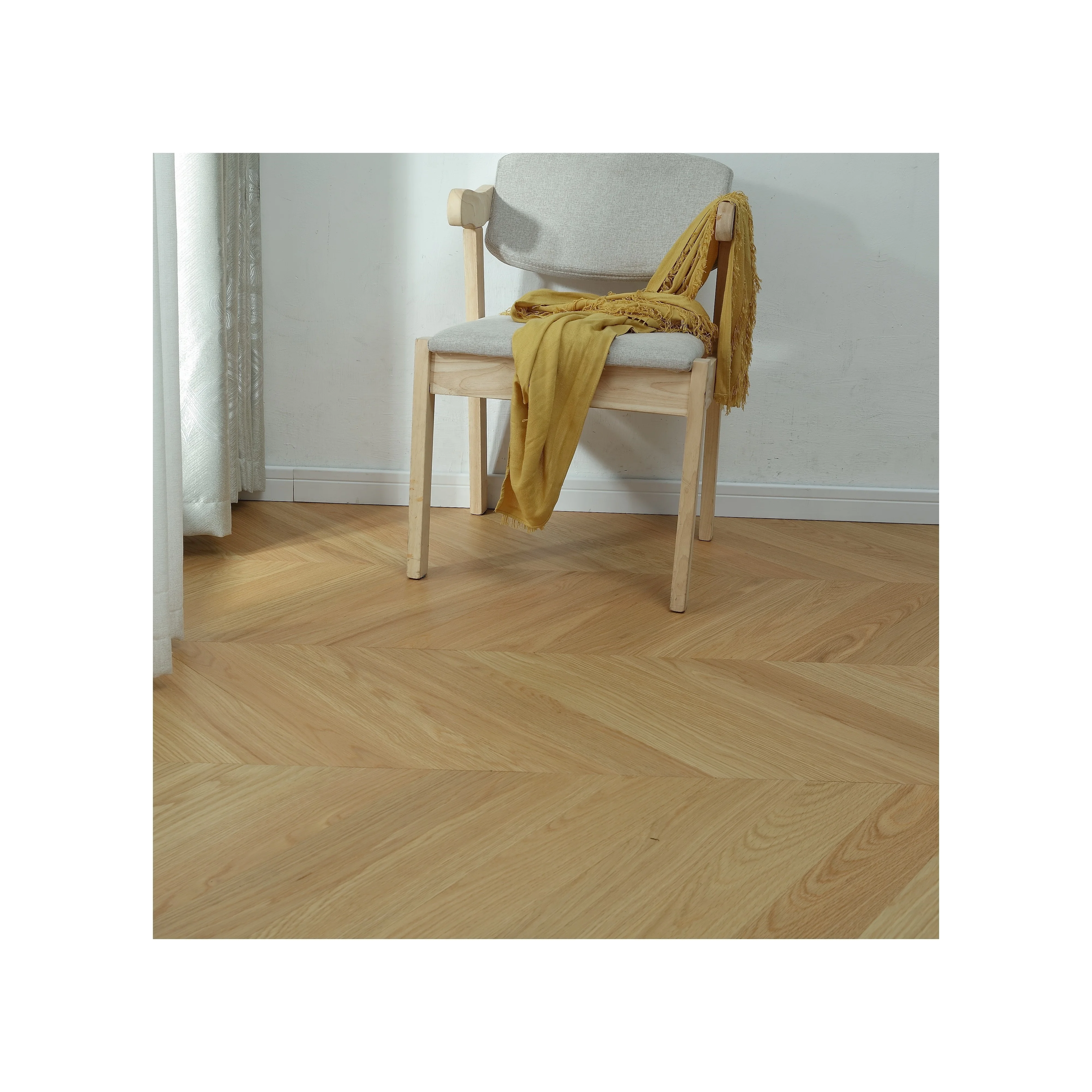 Natural color super stain resistant TAP&GO solid wood chevron engineered wood flooring