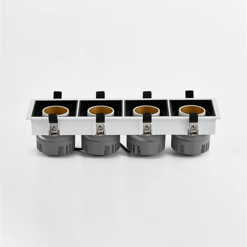 Multi Heads LED Recessed Downlight Single Double Heads 40W LED Linear Lighting Square LED Downlight Grille Light