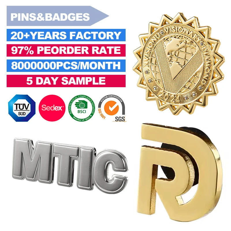 Wholesale Free Design Customized Corporate Pins Soft Hard Enamel Colored Smooth Metal Logo Badges Brooch Pin For Caps