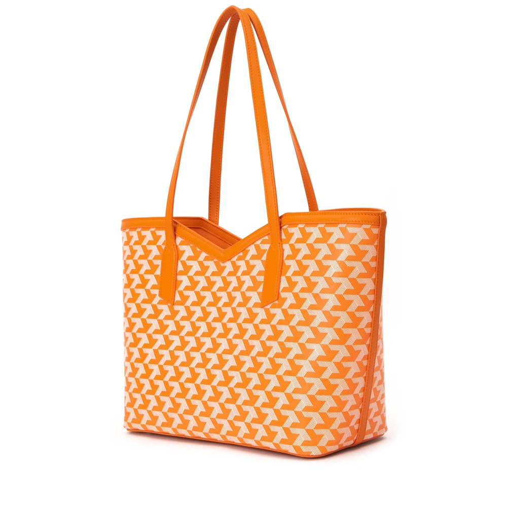 High Quality Custom Logo Luxury Tote Bags Leather Canvas Coated Printing Handbag for Women Large Shopping Bag Office Lady Purse