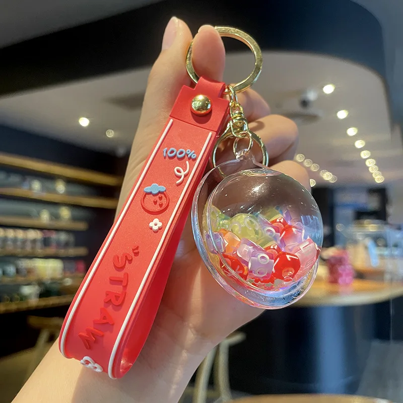 Good price liquid key chain colorful floating oil keychain charms in stock
