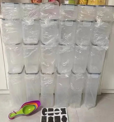 24 Sets Kitchen Transparent Containers Plastic Fridge Organizer Rice Box Container Sealed Cans Airtight Food Storage Tank