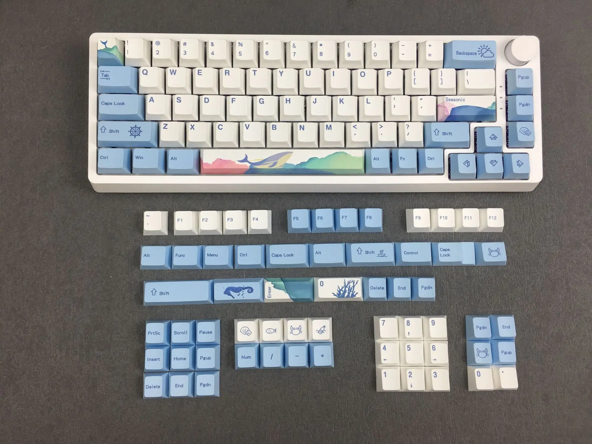 HZGAMER 129 keys Oceans Keycaps Set, Custom HXDA Profile Keycap Pudding Dye Sublimation Keycap