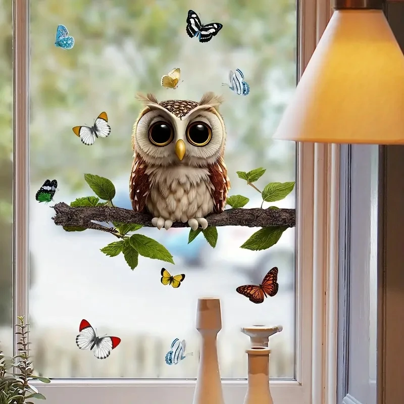 Owl Sticker Wall Stickers For Living Room Bedroom Background Wall Decoration Paintings Window Glass Stickers