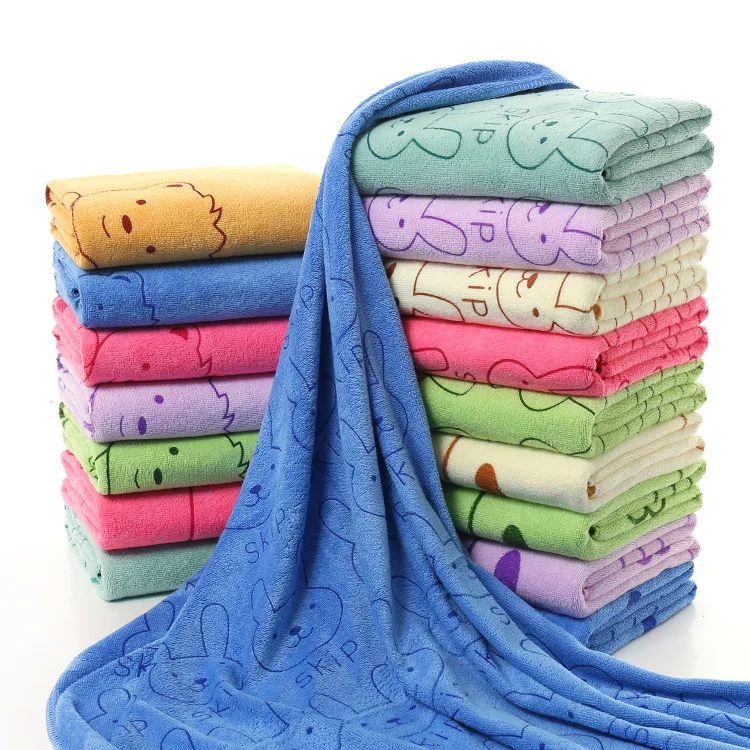 Manufacturer wholesale customizable large size absorbent microfiber pet bath towel printed dog and cat bath towel