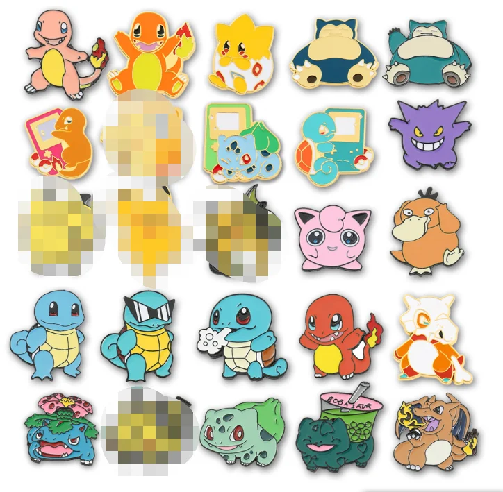 Anime cartoon poke Squirtle badge metal alloy colth decoration pokemoned pins for bag decoration