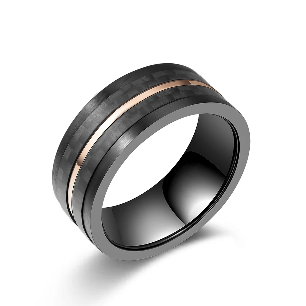 Wholesale Gift Fashion Carbon Fiber Man Ring Black