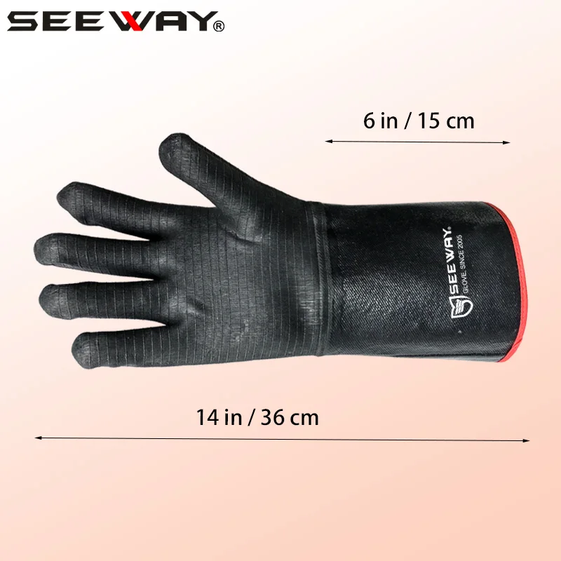 Seeway Textured Palm Waterproof Oil Heat Resistant Gloves for Fryer Grill Smoker Cooking Pit Barbecue
