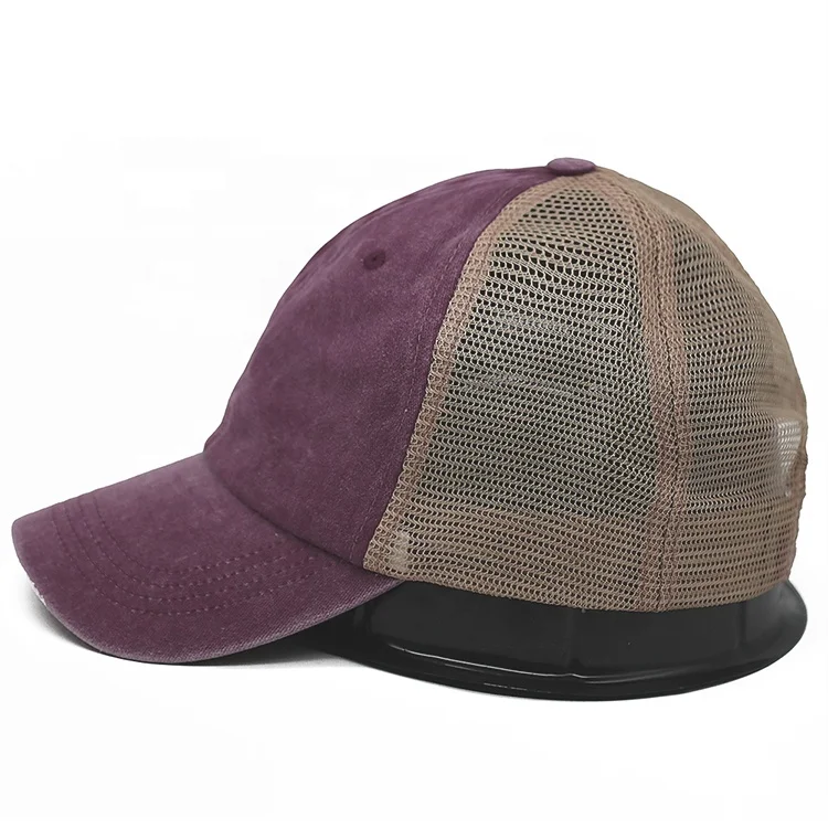 2023 High quality washed trucker cap unstructured cotton mesh back hat pigment dyed hat metal buckle sports cap for sale