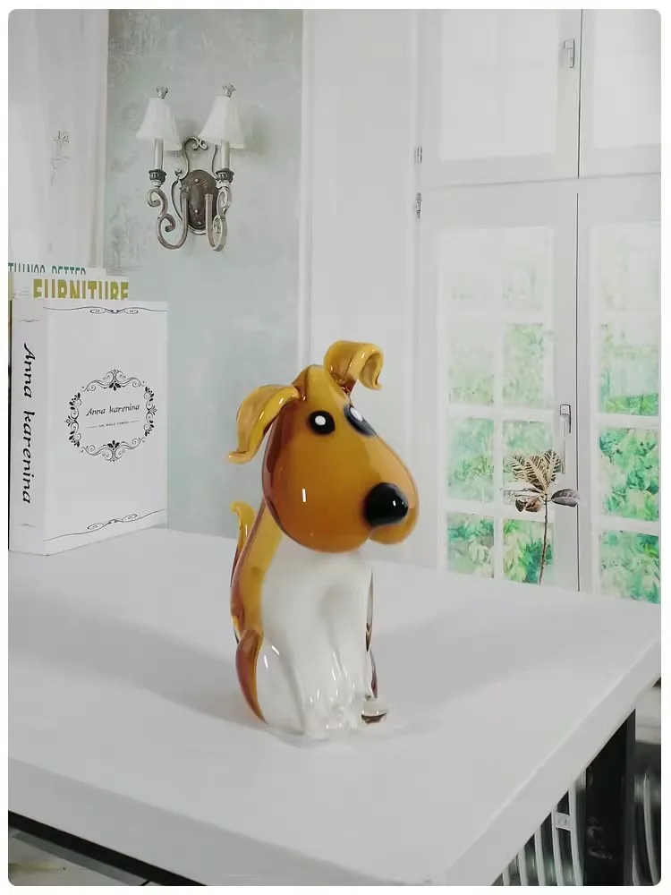 Decoration glass handicrafts Zibo gift charm cute cartoon animal home accessories living room office decoration murano glass dog