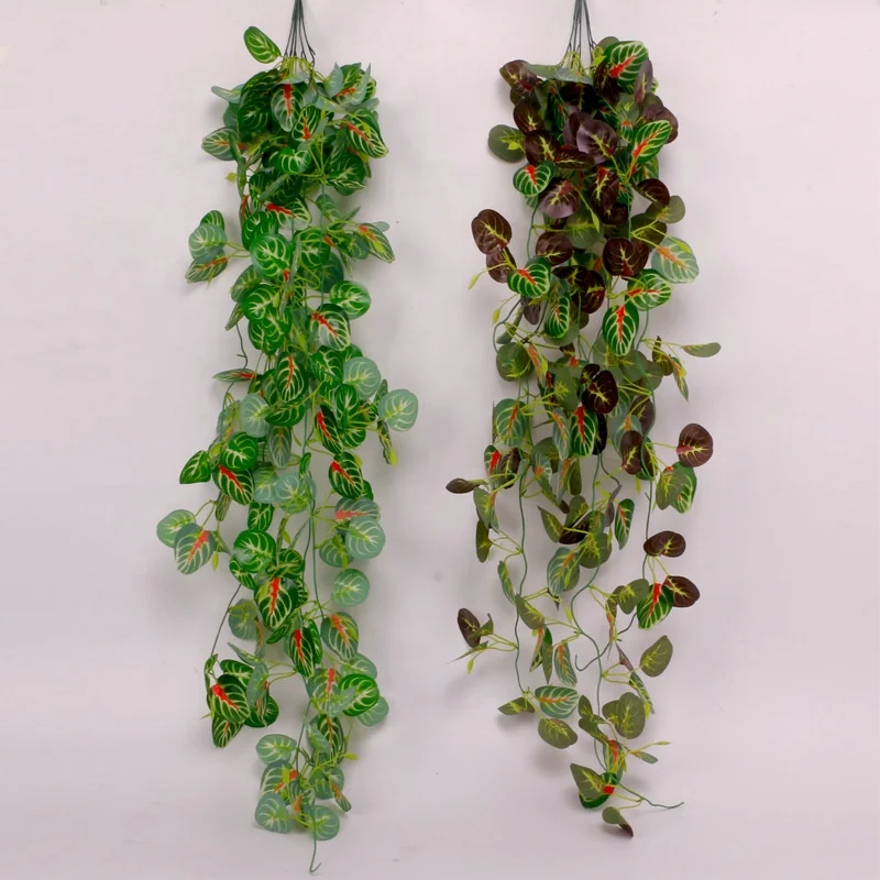 Artificial green plant wall hanging simulation climbing green hanging plants basket faux vine for garden decor