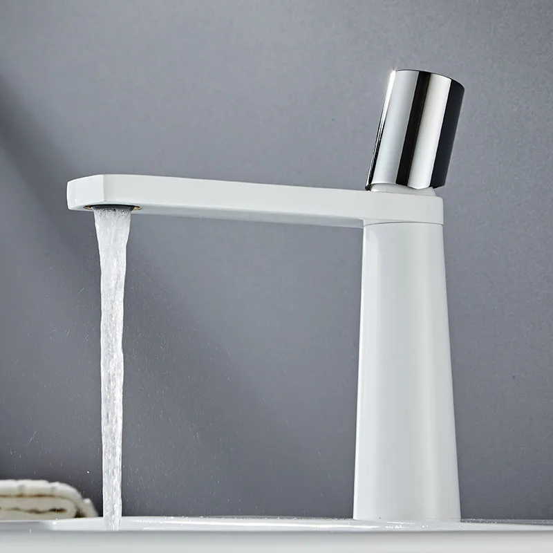 TOP1 Black White Basin Faucet Brass Faucet for Bathroom Deck Mounted Washbasin Taps Bathroom Sink Mixer Wash Basin Mixer
