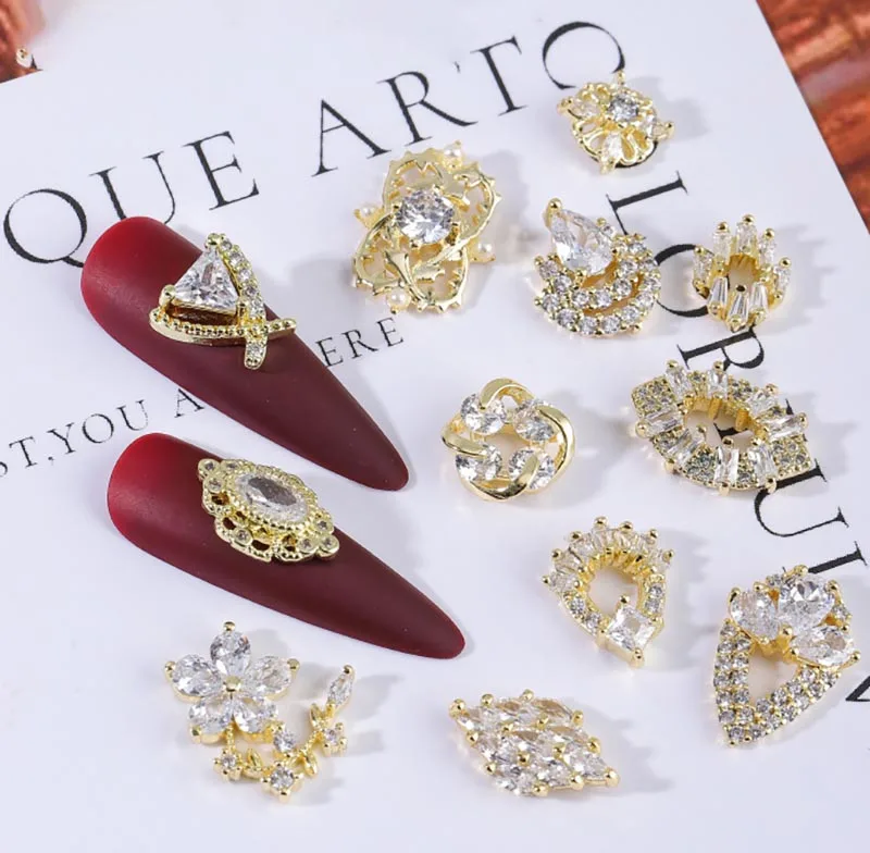 Gold Nail Art Crystal Charms Nail Art Zircon Metal Gemstone Jewelry Diamonds for Nail Art Decorative Accessories
