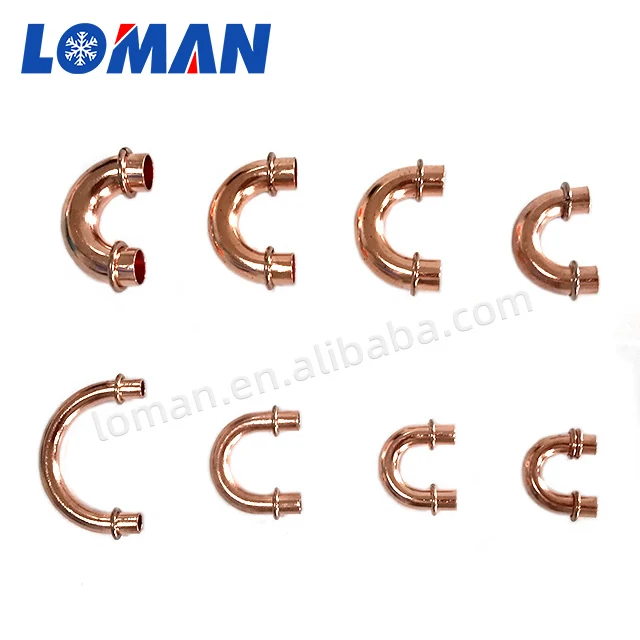 LOMAN High Quality Custom Size 90 And 180 Degree Copper Tube / Pipe Return Bend For Welding Pipe Bending Fittings