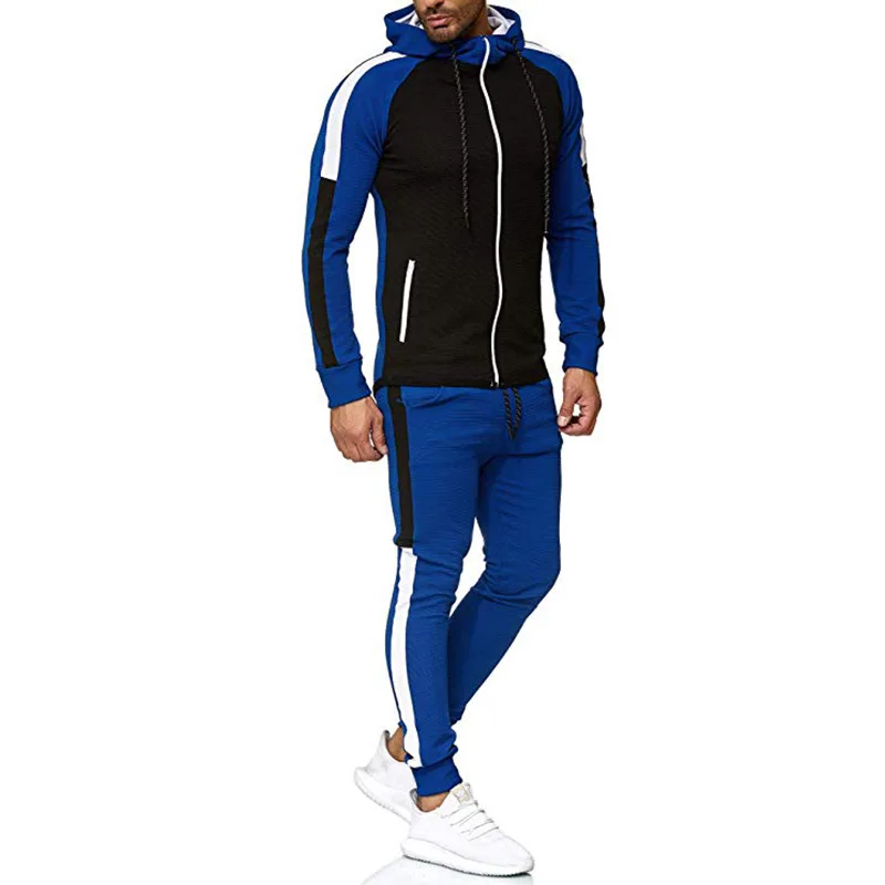 Summer Mens Slim Fit Jogging Custom Logo Plain Suit Tracksuit Men