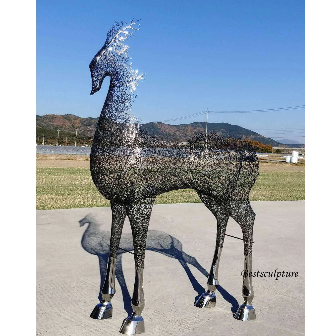 modern life size stainless steel abstract animal statue sculpture for sale