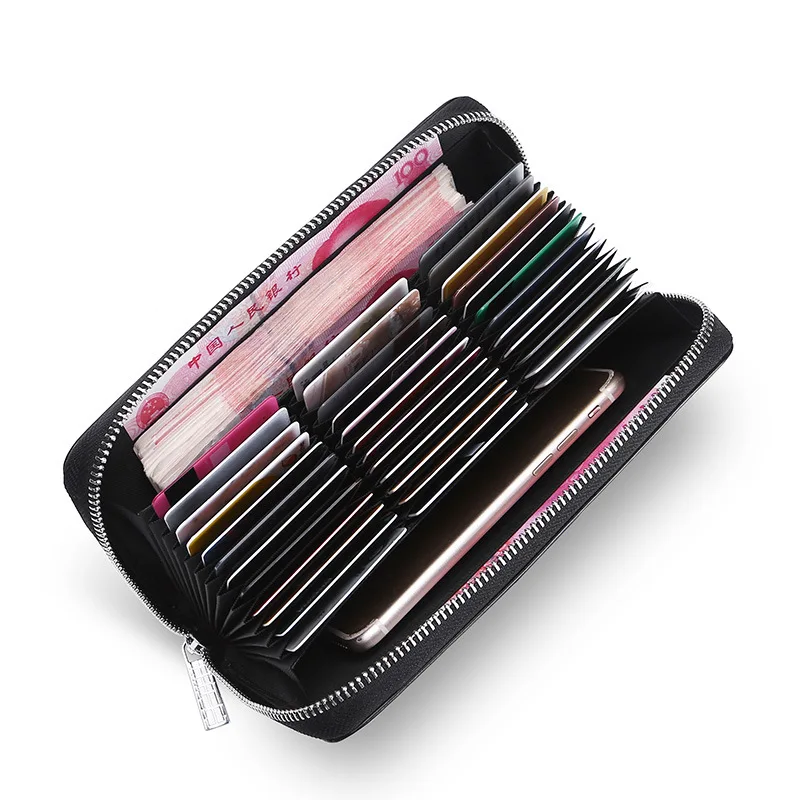 2023 mens genuine leather personalized  custom Zip Leather Long wallets