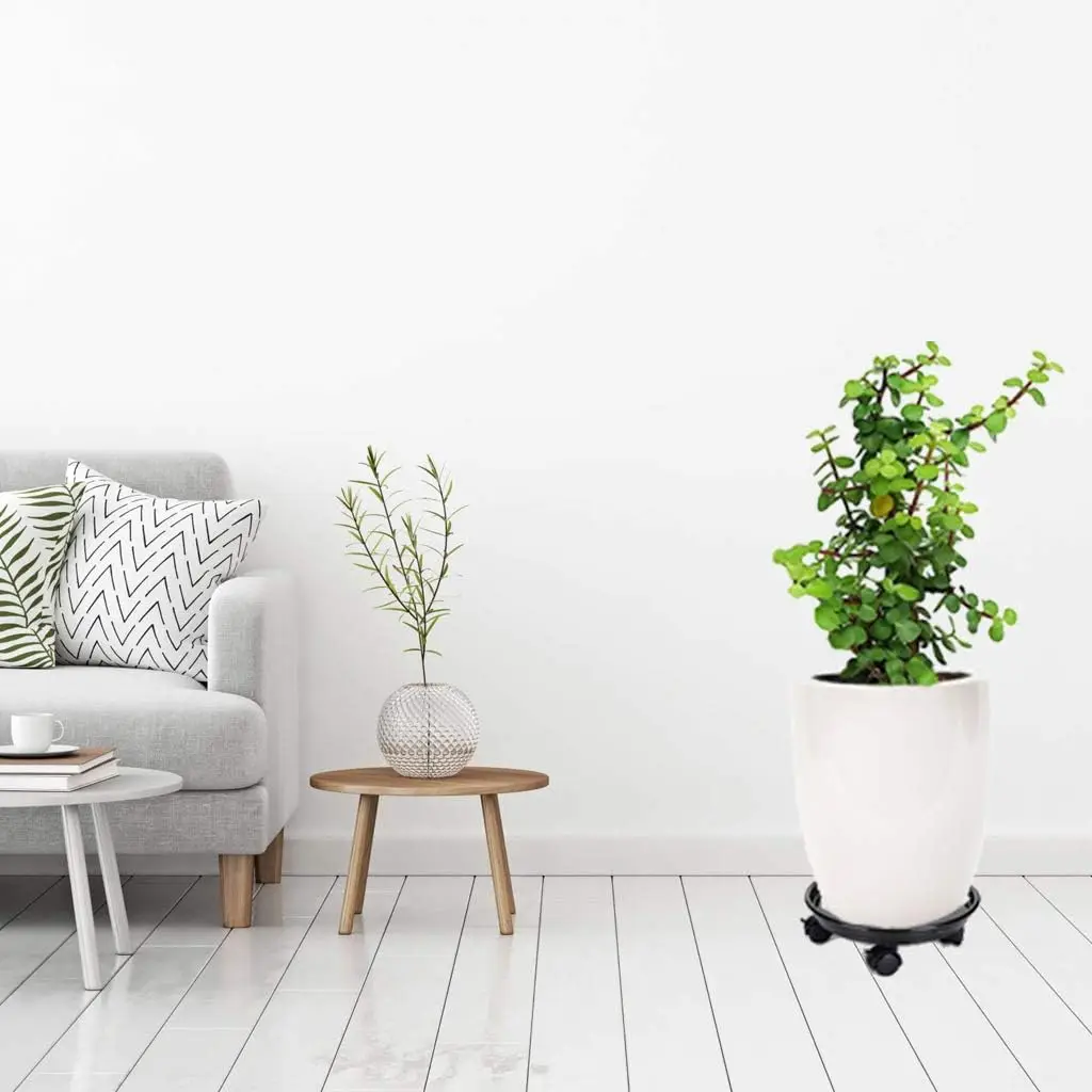 Modern  Heavy Duty  Metal black color Flower Pot Stand plant holder with wheels Flower Pot Mover for indoor and outdoor storage