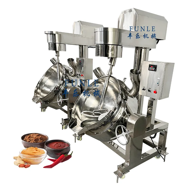 Gas Heating Tomato Paste Cooking Mixer Machine / Hot Sauce Jacket Kettle With Mixer