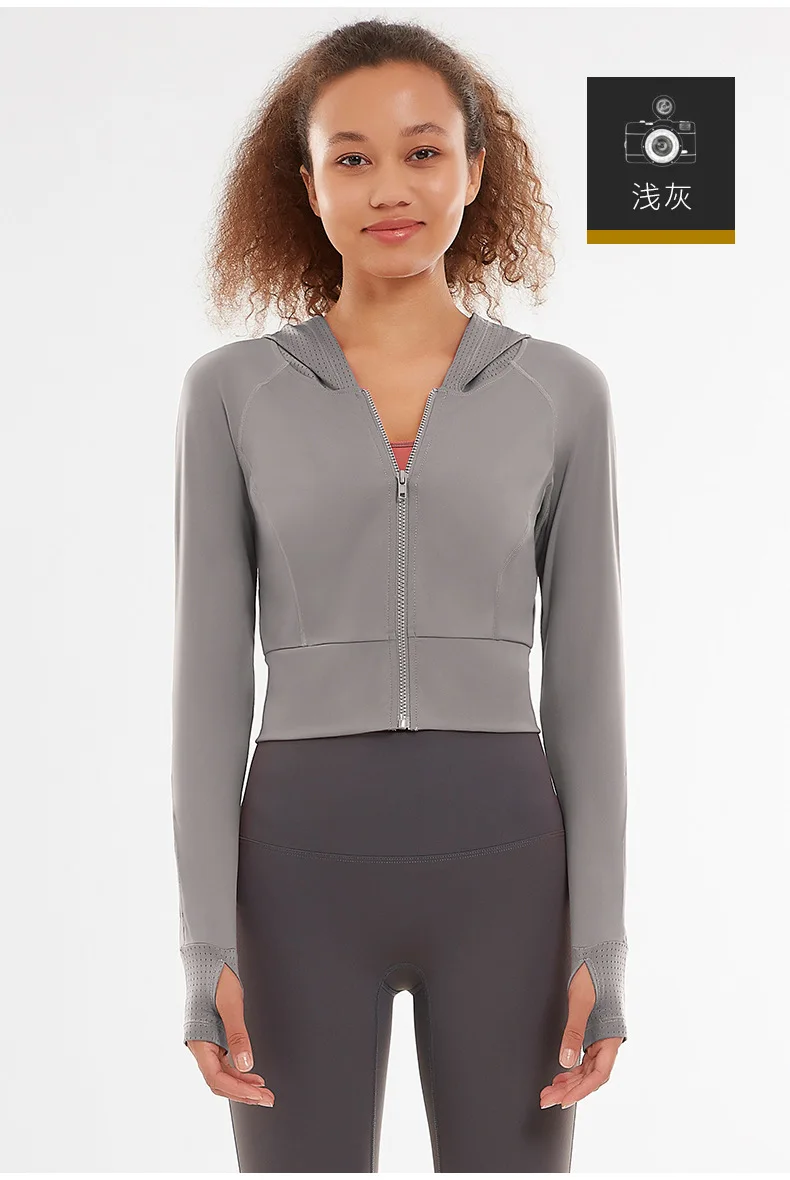 Women Athletic Sport Shirts Long Sleeved Fitness coat Zipper Gym Jacket Workout Sweatshirts