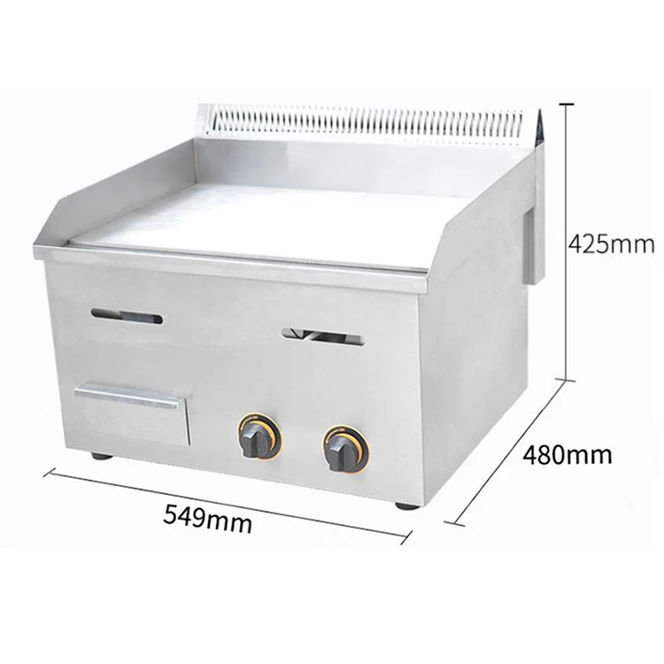 Restaurant Kitchen Stainless Steel Barbecue Grill Flat Plate Gas Griddle Commercial