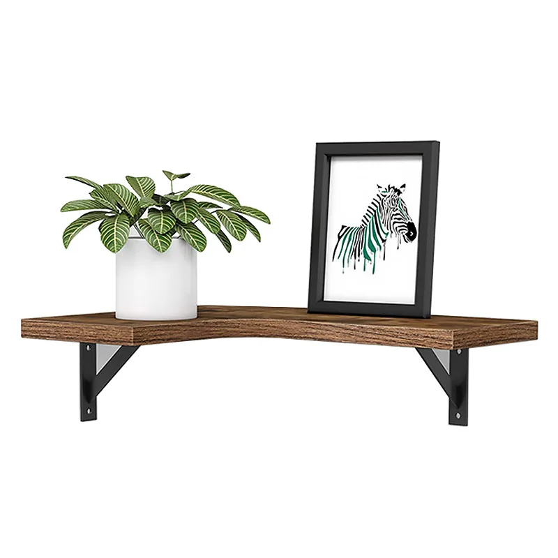 Floating Shelves Wall Mounted Modern Rustic Wall Wooden Shelves with Iron Corner Decor Home