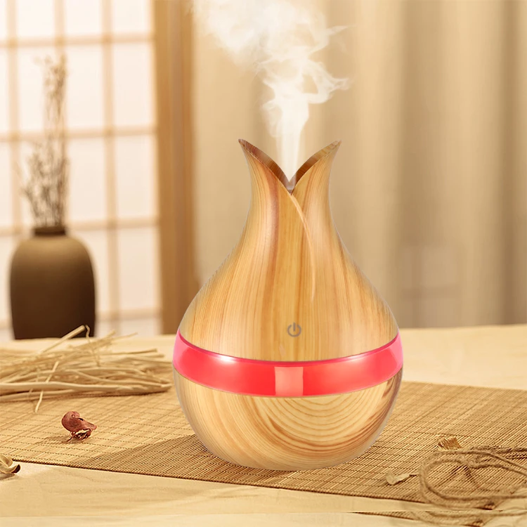 300ml USB Essential Oil Ultrasonic Air Humidifier Wood Grain LED Lights aroma diffuser for home