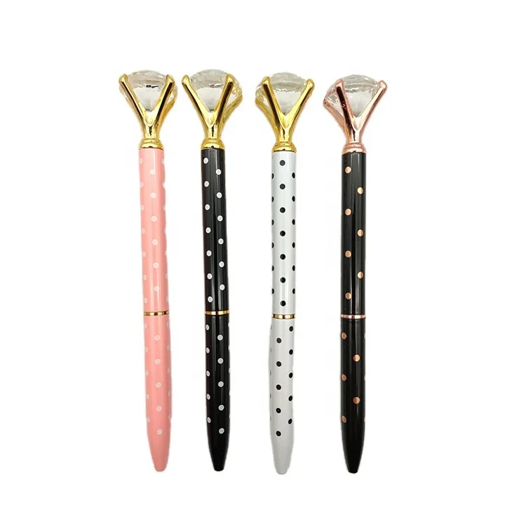 Promotional Top Big Diamond custom print logo Rhinestones Crystal Multi Color metal Ballpoint Pen