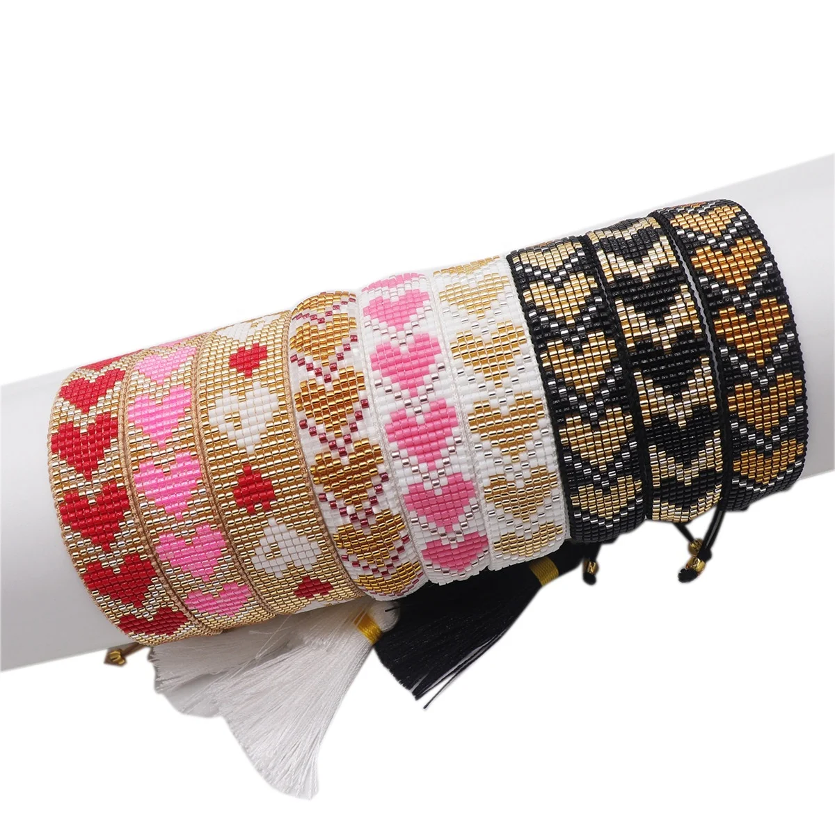Bohemia Handmade Jewelry Adjustable Heart Miyuki Seed Bead Woven Bracelets Tassel for Women gift