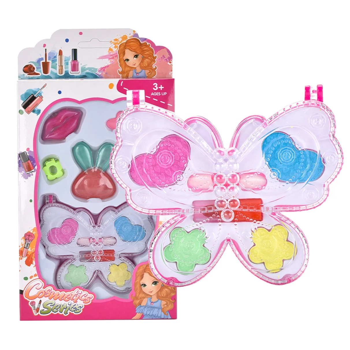 Wholesale Colorful Safe Fashion Girl Diy Makeup-Eye Box Shadow Powder Lipsticks Toys