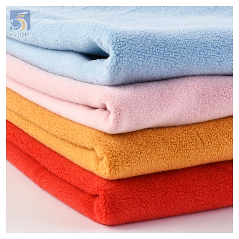 Guangzhou Manufacturer One Side Brushed Fleece Fabric Knit Anti Pill Polyester Spandex Micro Polar Fleece Fabric