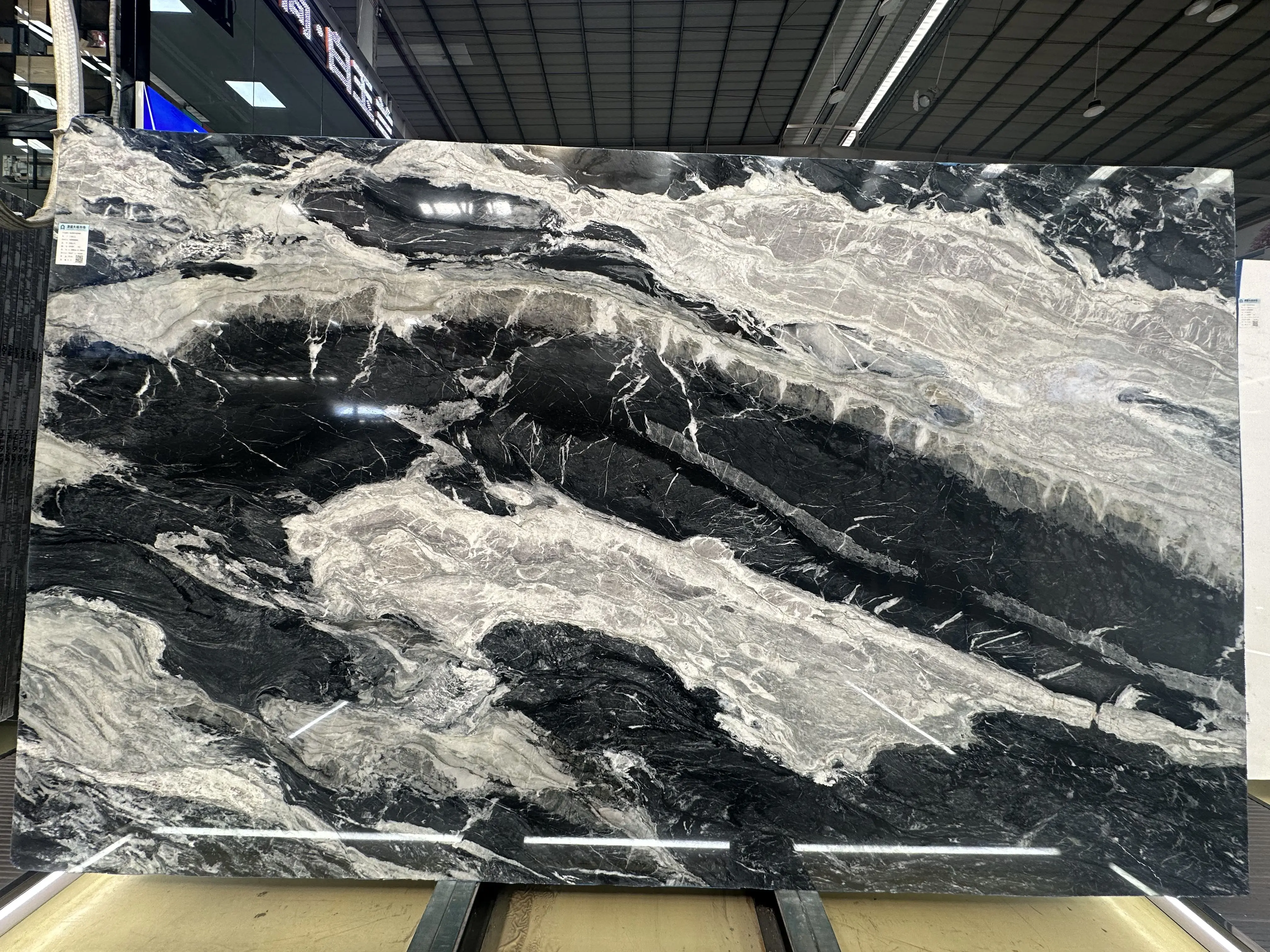 Polished Fantasy Black Marble Fusion White Veins Natural Stone Slabs for Kitchen Table Top Marble Wall Floor